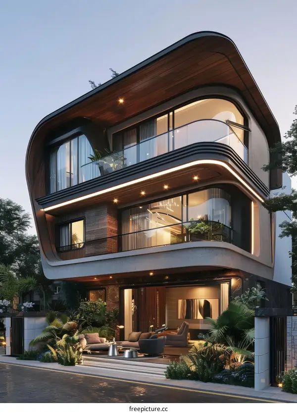 Modern Villa Amidst Lush Palm Trees