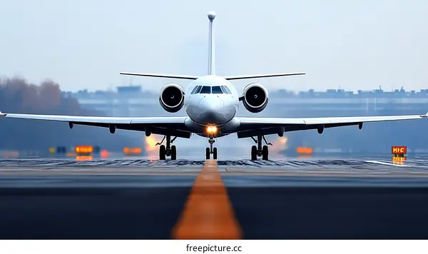 Airplane Landing on Runway