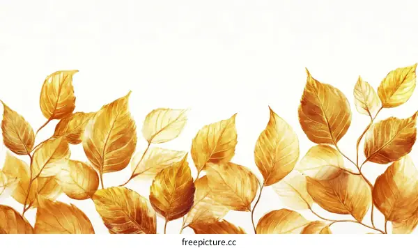 Golden Autumn Leaves Illustration Background