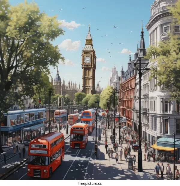 Iconic London: Big Ben, Red Buses, and City Life