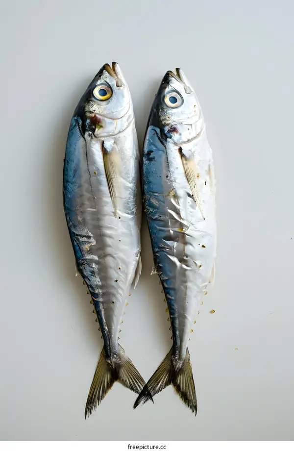 Two Fresh Tuna on White Background