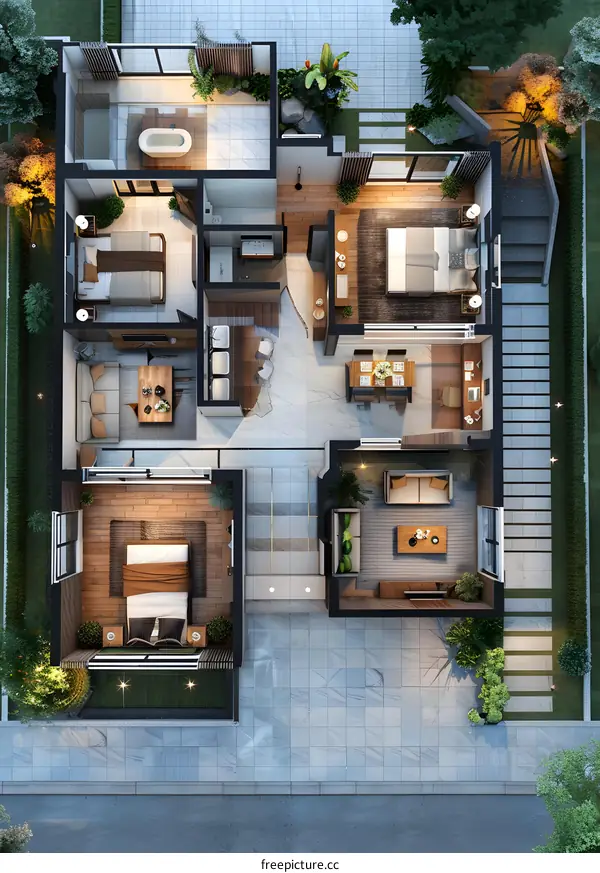Top view of a modern house