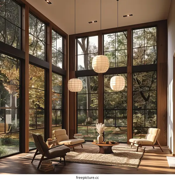 Peaceful Japanese Style Living Room with Large Window