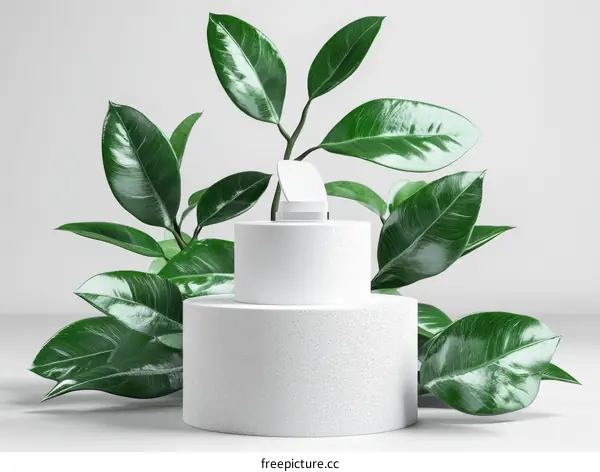 Modern Minimalist Plant Display with White Pedestal