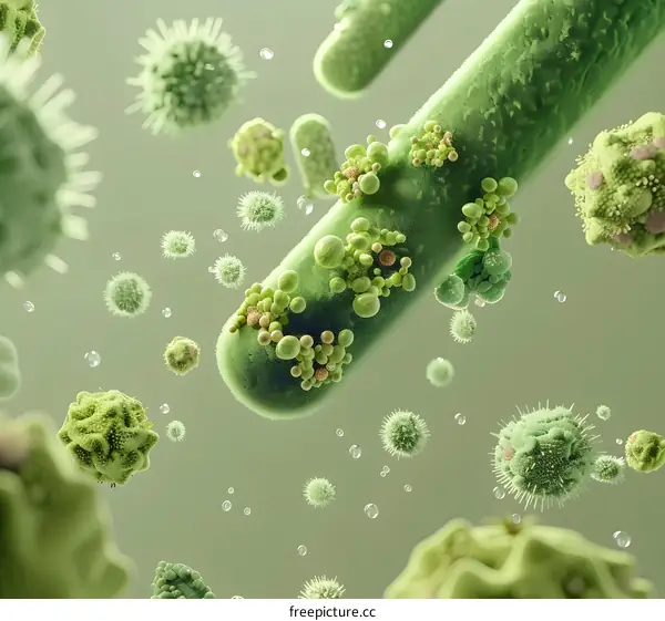 Microscopic View of Bacteria and Viruses