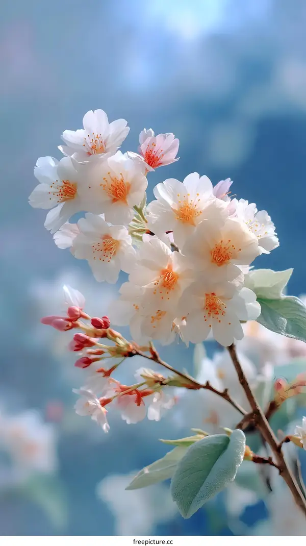 Beautiful Spring Cherry Blossom Flowers in Soft Light