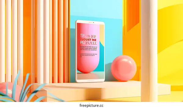 Abstract Colorful Geometric Shapes with Mobile Phone