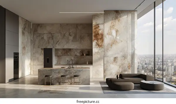 Modern Contemporary Kitchen with Panoramic City View