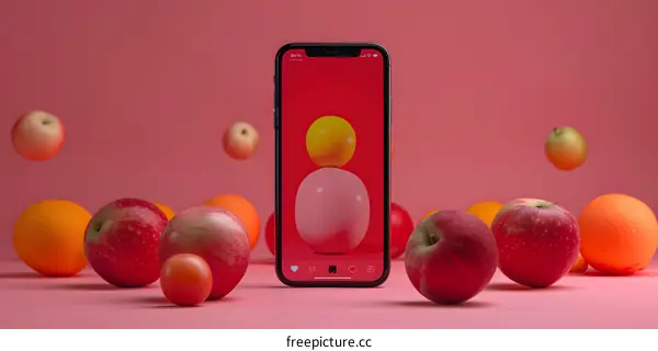 Red and Orange Fruits Around Smartphone