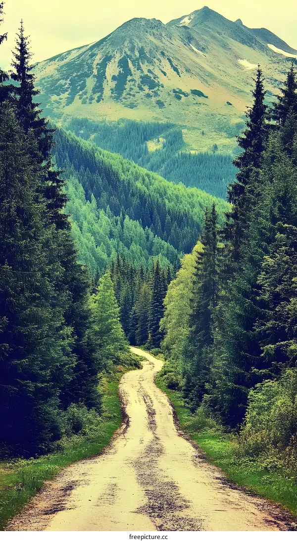 Winding Road Through Mountain Forest