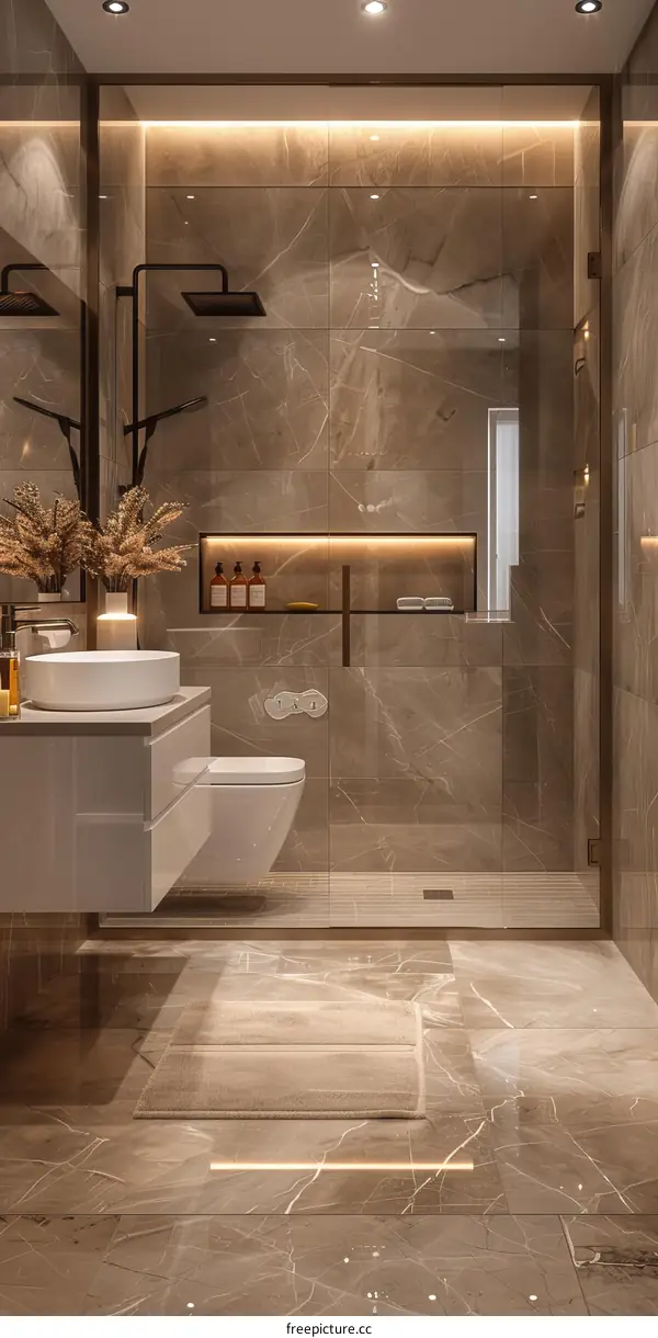 Modern Luxury Bathroom Design with Marble