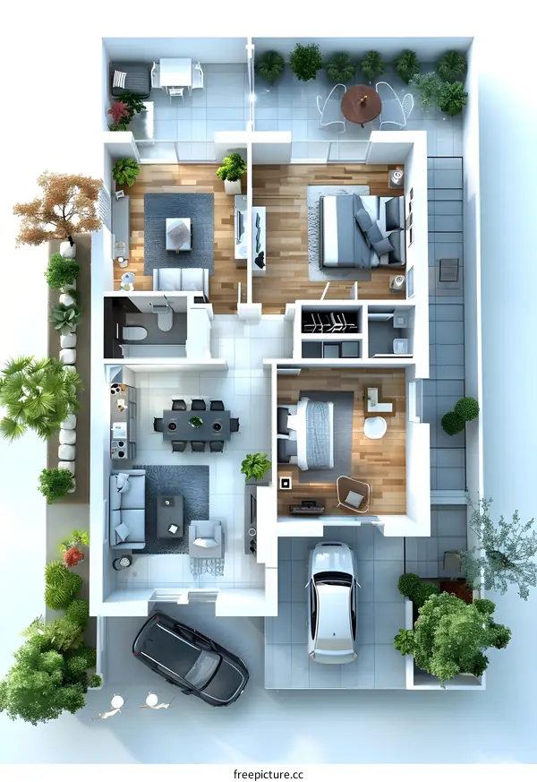 Top view of a modern house