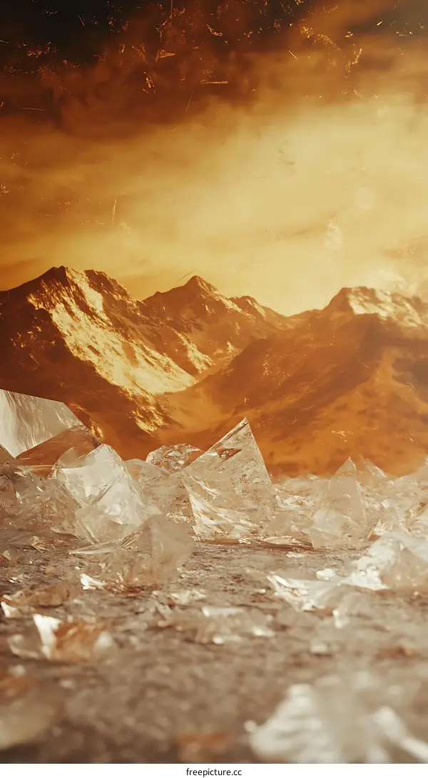 Golden Mountains And Crystal Texture