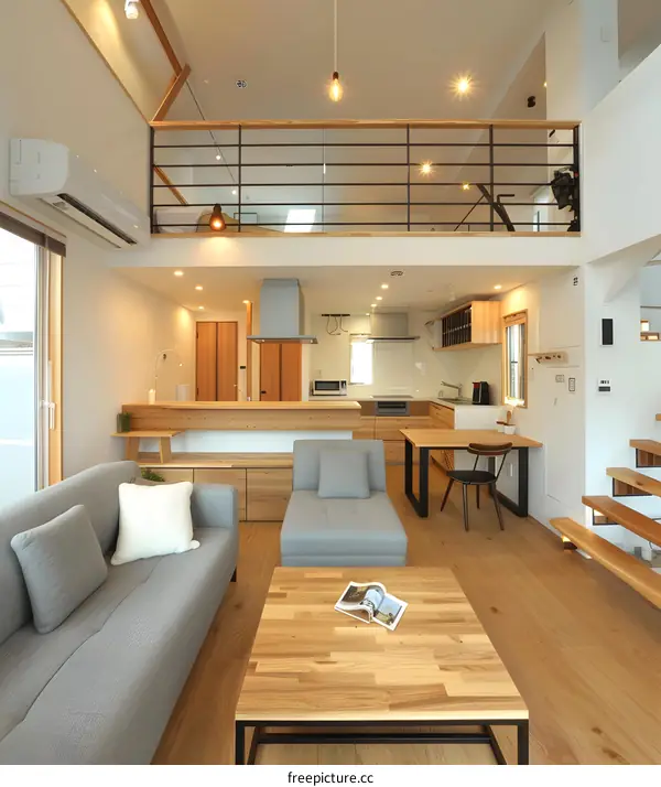 Modern Open Concept Living Room with Loft