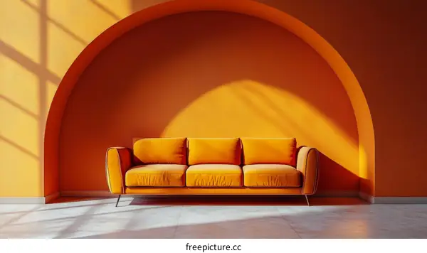 Orange Interior Living Room Sofa Illustration