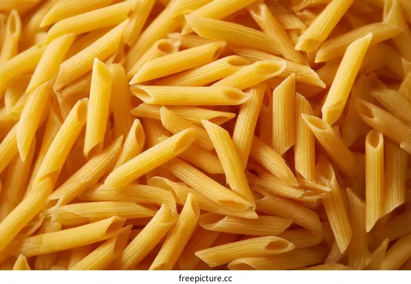 Close-up of Dried Penne Pasta