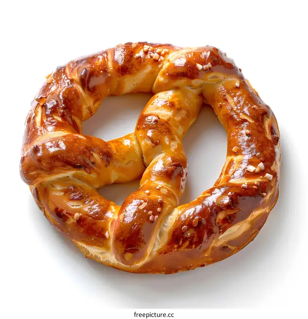 Freshly Baked Pretzel on White Background