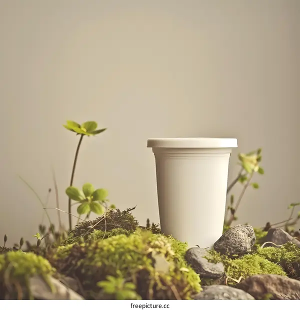 White Cup on Mossy Ground