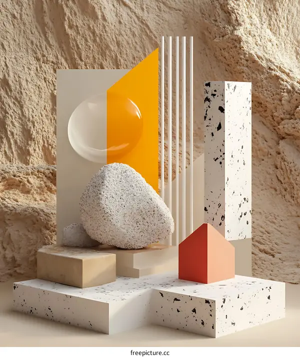 Abstract Geometric Shapes With Sand Background