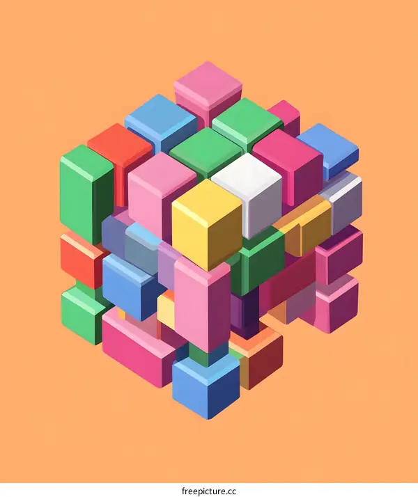 Abstract Colorful Cubes 3D Geometric Shapes Illustration