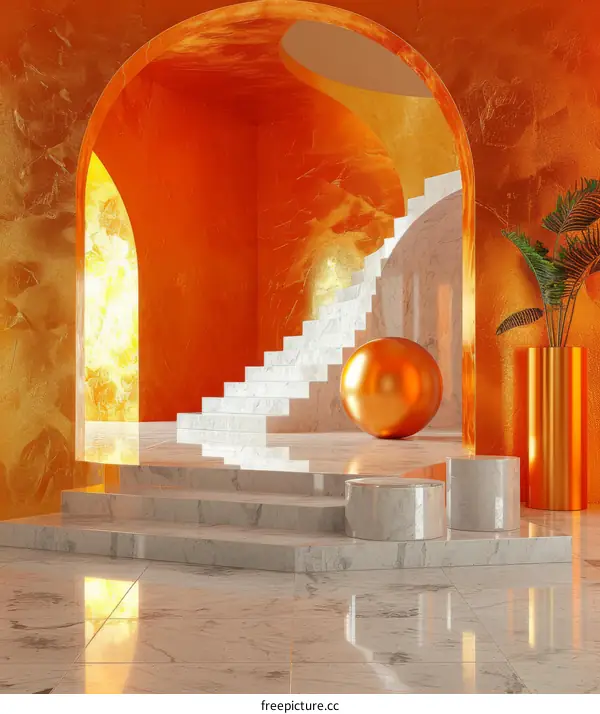 Modern Architecture Interior Design Orange and White