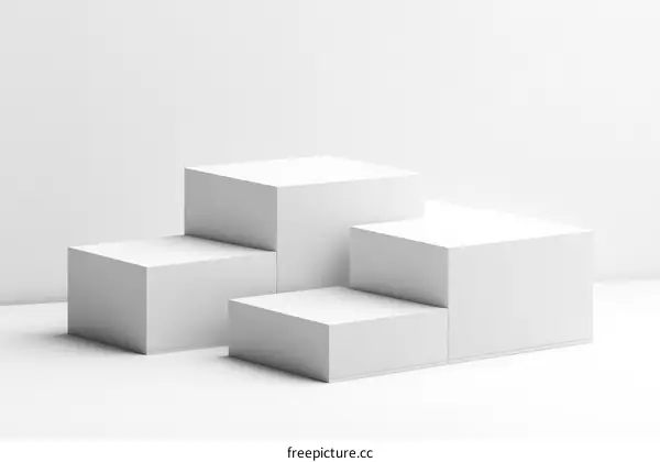 Abstract White Geometric Display Podiums