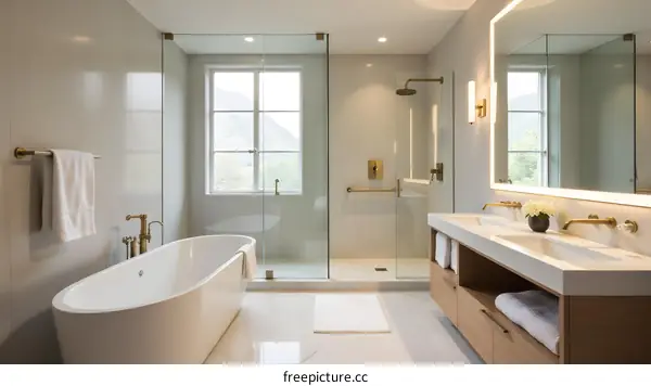 Modern Luxury Bathroom with Bathtub and Shower