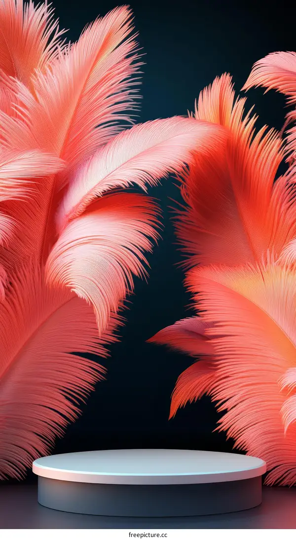 Elegant Pink Feather Display Platform