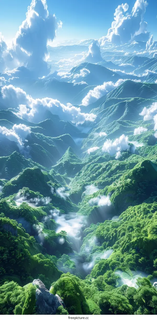 Majestic Mountainous Landscape with Cloudscape