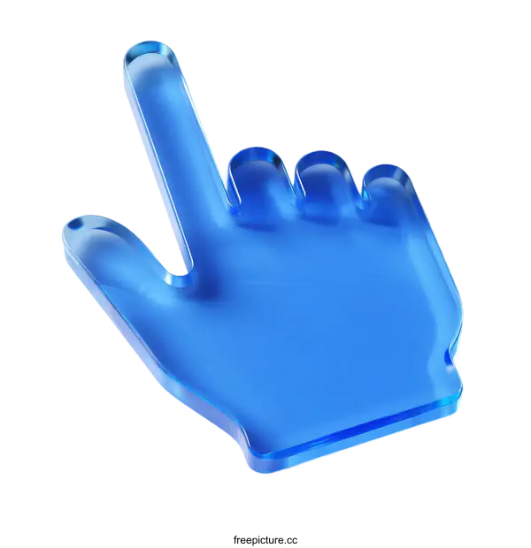 [Transparent Background PNG]Blue 3D Hand Cursor Icon with Transparent Background