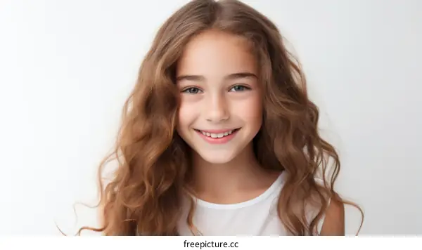 Portrait of a Young Girl with Long Brown Hair