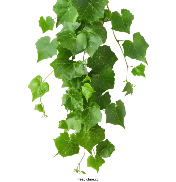 [Transparent Background PNG]Close-up of green leaves of ivy plant isolated on black
