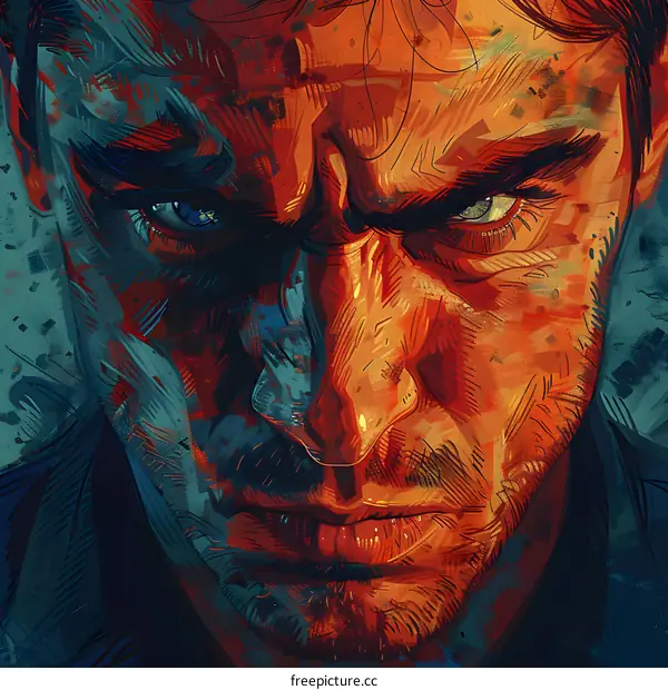 A portrait of a man with a stern expression on his face