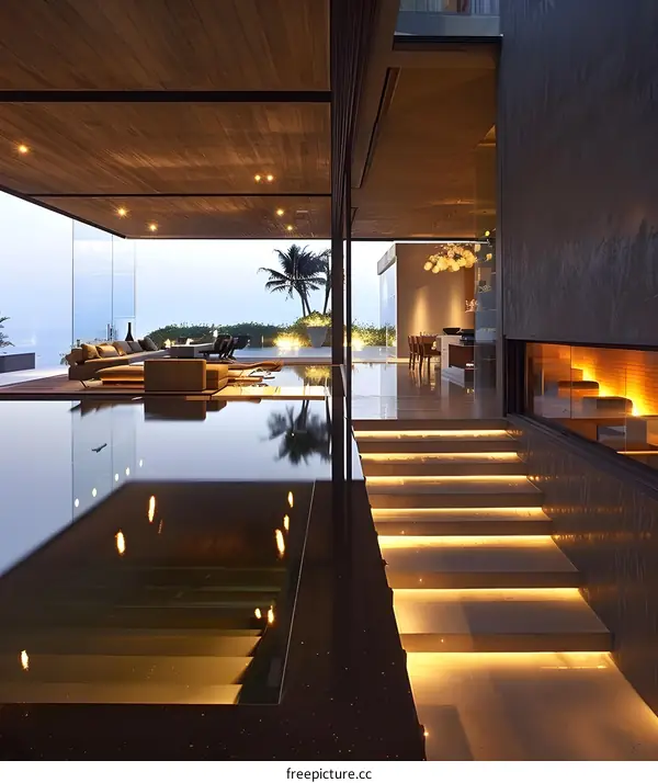 Modern Minimalist Home Interior Design With Pool And Outdoor Patio