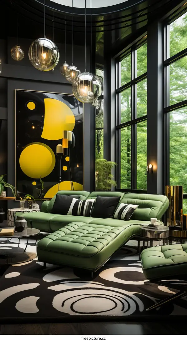 Modern Living Room with Stylish Furnishings and Ample Natural Light