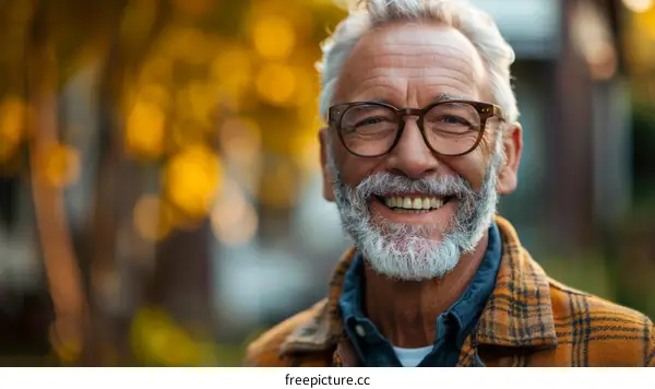 Portrait of a Happy Senior Man Outdoors