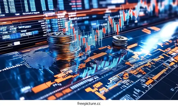 Digital Cryptocurrency Display with Global Map