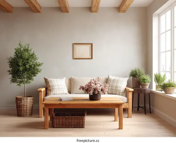 Rustic Living Room Interior Design Illustration