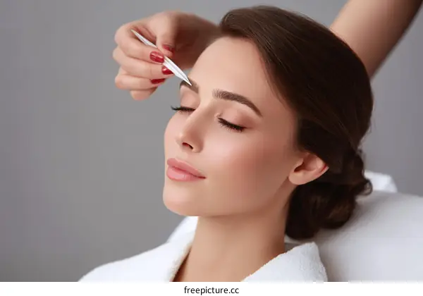 Eyebrow Tinting Service for a Caucasian Woman