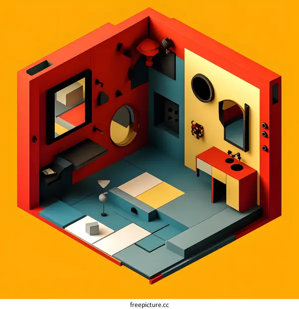 Abstract Geometric Interior Design Illustration