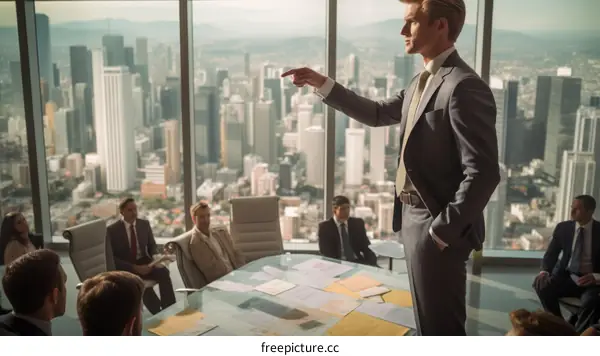 Businessman giving a presentation in a conference room