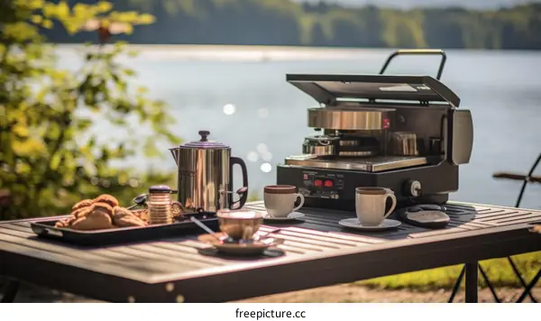Coffee and Cups by the Lake
