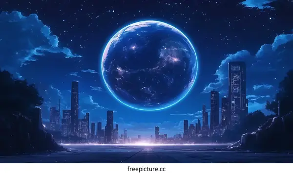 Cosmic Cityscape at Night