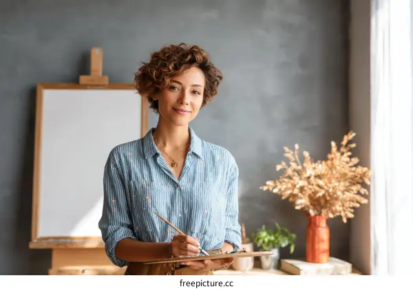 Female Artist Working in a Studio