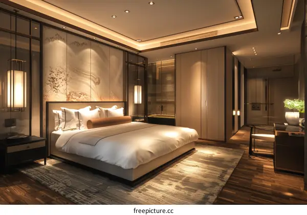 Luxury Hotel Bedroom Interior Design Illustration