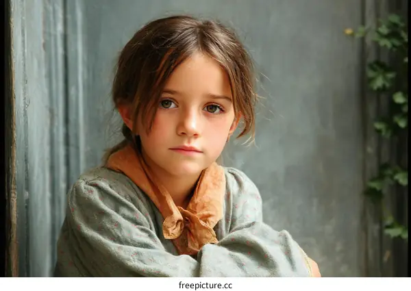 Portrait of a Young Girl in Historical Clothing