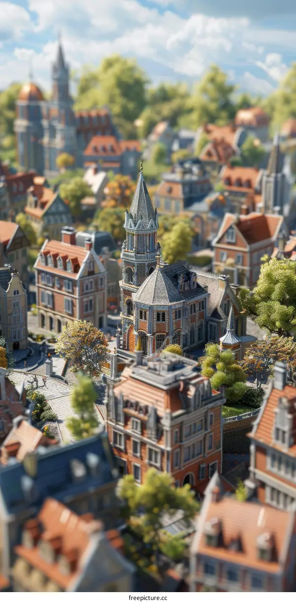 Charming European Town Centered Around a Grand Church