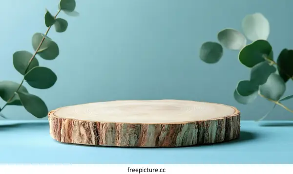 Natural Wood Slice Display with Eucalyptus