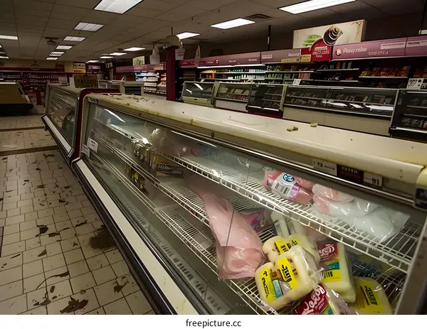 Empty Deli Counter In A Grocery Store