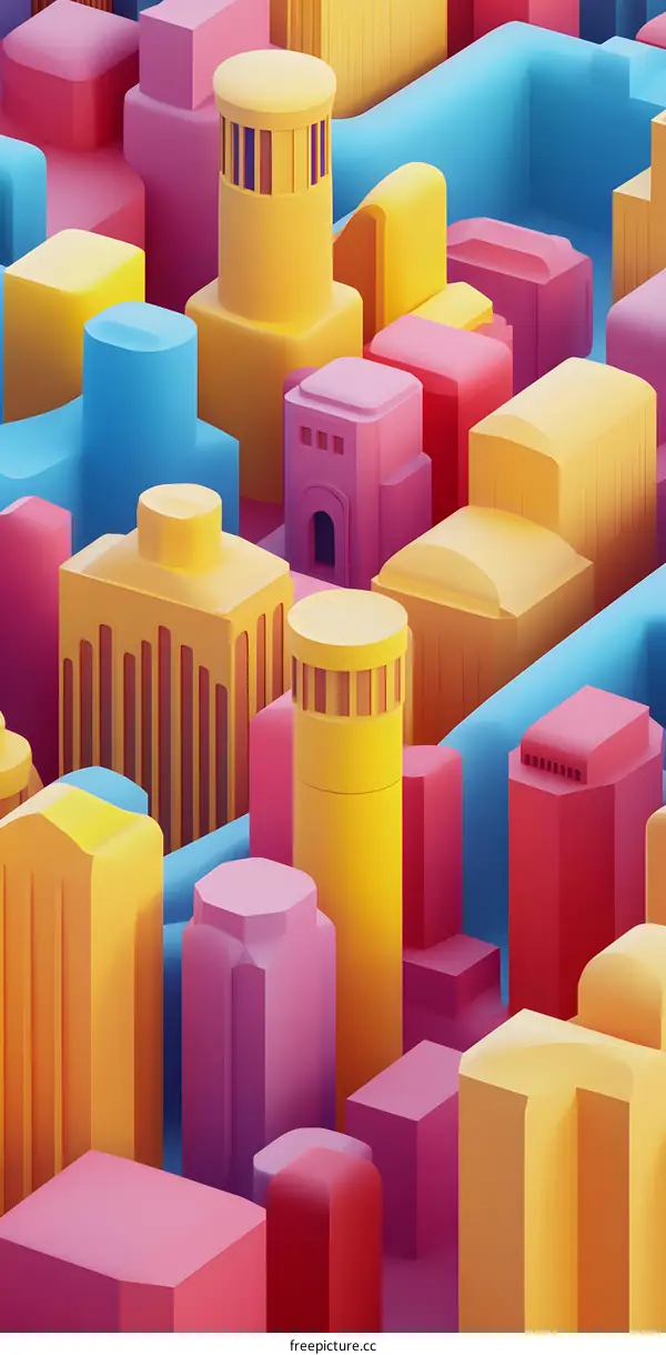 Abstract 3D Cityscape with Colorful Buildings